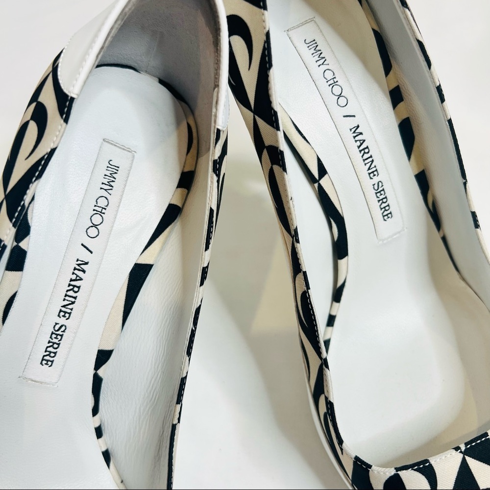 JIMMY CHOO x MARINE SERRE limited edition white leather pumps (Sz 37.5) - Picture 5 of 13